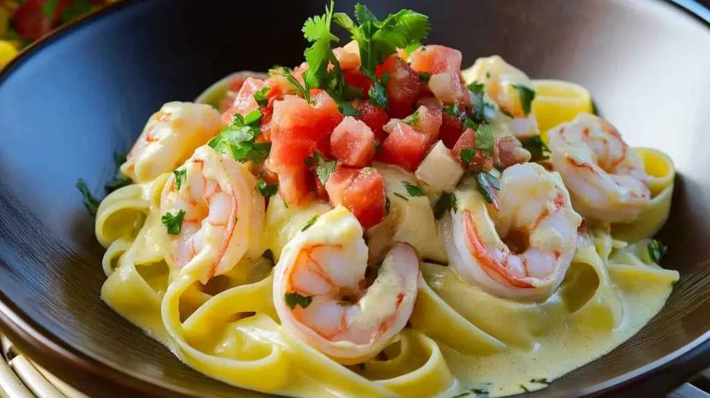 Creamy Shrimp and Pasta Recipes with Pico de Gallo Recipe